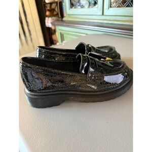 Art Class Girls Black Glitter Patent Loafers Shiny Sparkle Chunky Sole Size 3